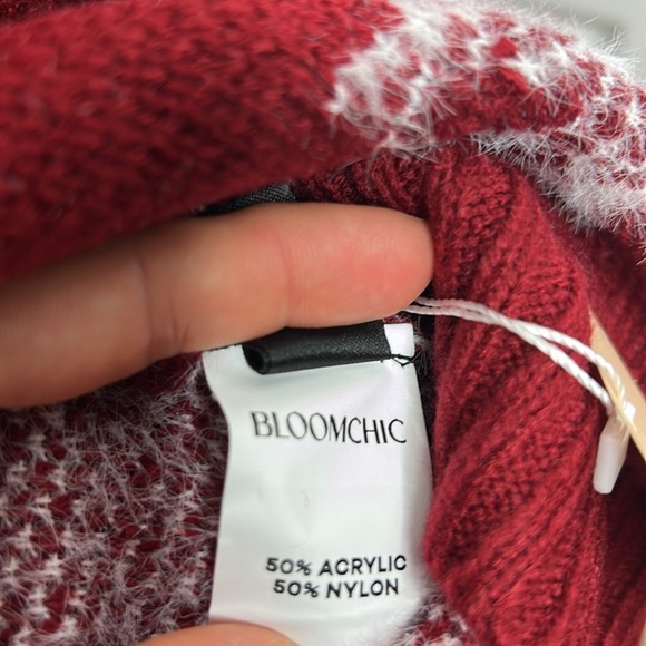 BloomChic Burgundy Snowflake Sweater Holiday Snow US 18-20 - Picture 4 of 7